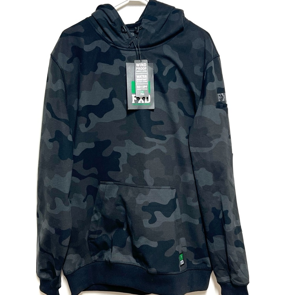 NWT FXD WF.1 Series water resistant work force Hoodie Fleece Black Camo Sz XL